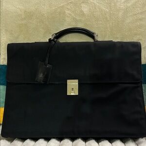 Gucci Black Nylon and Leather Combination Lock Briefcase